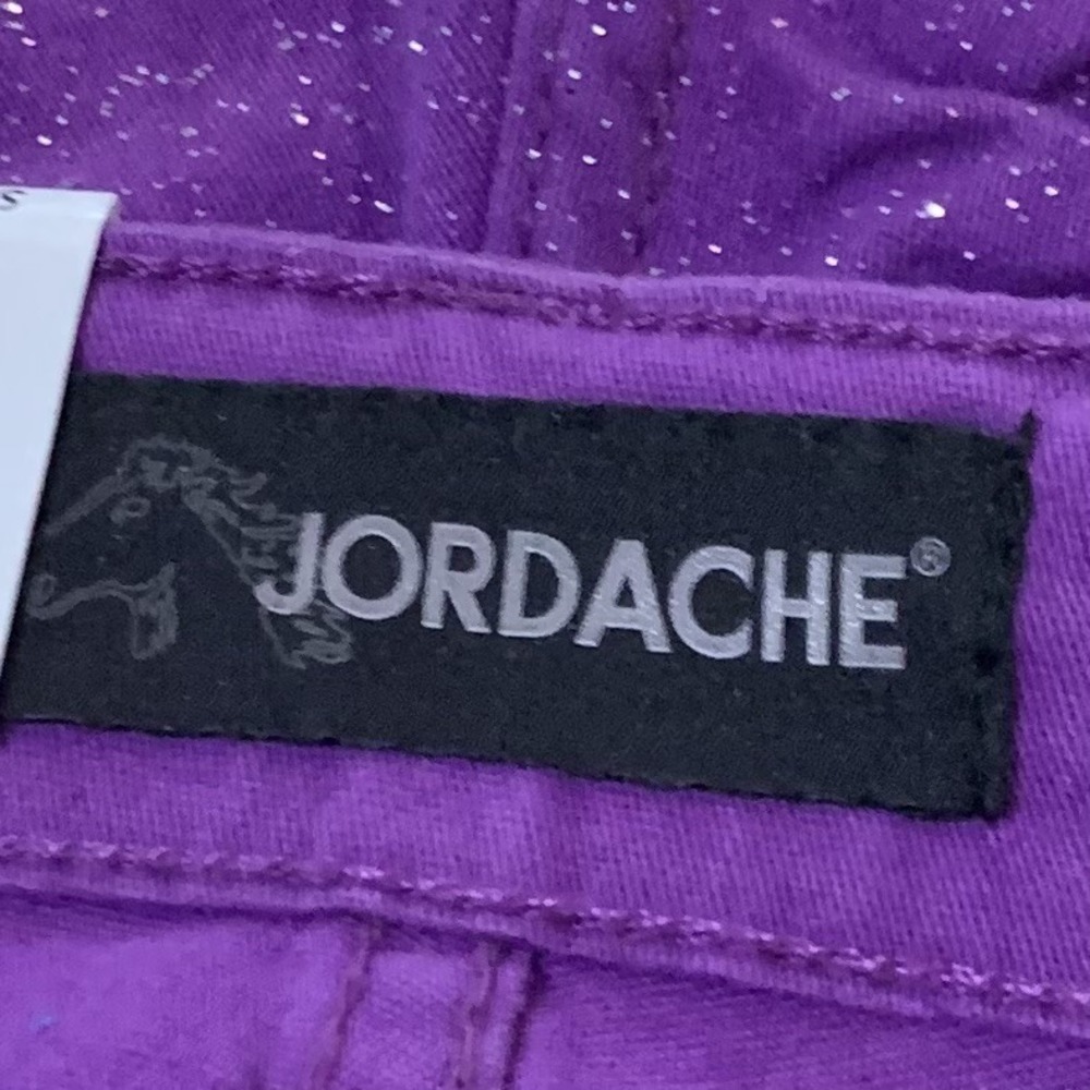 Jordache Girls Glitter Cutoff Short 8 New with Tags Bright Violet Frayed Sweet - Picture 5 of 10